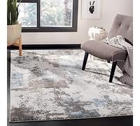 Safavieh Alfombra contemporánea para salón, Comedor, Dormitorio, colección Artesanal, Pelo Corto, Gris y Azul, 122 x 183 cm