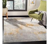 Safavieh Alfombra contemporánea para salón, Comedor, Dormitorio, colección Artesanal, Pelo Corto, Gris y Beige, 122 x 183 cm