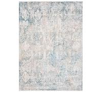 Safavieh Alfombra contemporánea para salón, Comedor, Dormitorio, colección de sueños, Pelo Corto, Gris y Azul, 91 x 152 cm