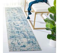 Safavieh Alfombra contemporánea para salón, Comedor, Dormitorio, colección Madison, Pelo Corto, Marfil y Azul, 61 x 244 cm