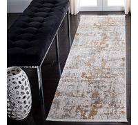 Safavieh Alfombra contemporánea para salón, Comedor, Dormitorio, colección Shivan, Color Gris y Dorado, 66 x 244 cm