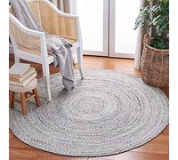 Safavieh Alfombra contemporánea para salón, Comedor, Dormitorio, colección Trenzada, Pelo Corto, Gris Claro, 91 x 91 cm