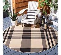 Safavieh Alfombra Contemporánea Salón, Comedor, Dormitorio - Colección Courtyard Collection, Pelo Corto, Negro y Hueso, 90 x 90 cm
