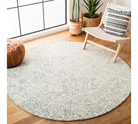 SAFAVIEH Alfombra Contemporáneas para Sala de Estar, Comedor, Dormitorio - Abstract Collection, Pelo Corto, Marfil y Verde, 122 X 122 cm