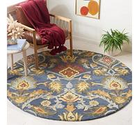 Safavieh Alfombra Contemporáneas para Sala de Estar, Comedor, Dormitorio - Blossum Collection, Pelo Corto, Azul Marino y Mutli, 91 X 91 cm