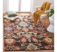 Safavieh Alfombra Contemporáneas para Sala de Estar, Comedor, Dormitorio - Blossum Collection, Pelo Corto, Carbón y Multicolor, 152 X 244 cm