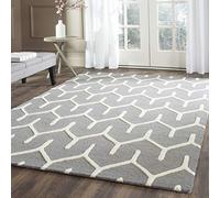 Safavieh Alfombra Contemporáneas para Sala de Estar, Comedor, Dormitorio - Cambridge Collection, Pelo Corto, Gris Oscuro y Marfil, 152 X 244 cm