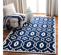 Safavieh Alfombra Contemporáneas para Sala de Estar, Comedor, Dormitorio - Chatham Collection, Pelo Corto, Azul Oscuro y Marfil, 122 X 183 cm