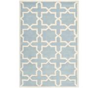 Safavieh Alfombra Contemporáneas para Sala de Estar, Comedor, Dormitorio - Chatham Collection, Pelo Corto, Azul y Marfil, 122 X 183 cm