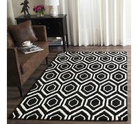 Safavieh Alfombra Contemporáneas para Sala de Estar, Comedor, Dormitorio - Chatham Collection, Pelo Corto, Negro y Marfil, 152 X 244 cm