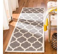 Safavieh Alfombra Contemporáneas para Sala de Estar, Comedor, Dormitorio - Chatham Collection, Pelo Corto, Gris Oscuro y Marfil, 69 X 213 cm