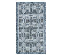 Safavieh Alfombra Contemporáneas para Sala de Estar, Comedor, Dormitorio - Courtyard Collection, Pelo Corto, Azul Marino y Gris, 79 X 152 cm