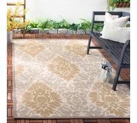 Safavieh Alfombra Contemporáneas para Sala de Estar, Comedor, Dormitorio - Courtyard Collection, Pelo Corto, Beige y Beige Oscuro, 122 X 170 cm