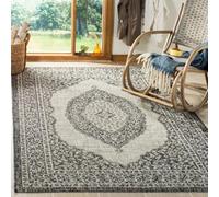 Safavieh Alfombra Contemporáneas para Sala de Estar, Comedor, Dormitorio - Courtyard Collection, Pelo Corto, Gris Claro y Negro, 122 X 170 cm