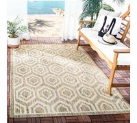 Safavieh Alfombra Contemporáneas para Sala de Estar, Comedor, Dormitorio - Courtyard Collection, Pelo Corto, Marrón y Hueso, 160 X 231 cm