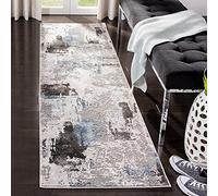 SAFAVIEH Alfombra Contemporáneas para Sala de Estar, Comedor, Dormitorio - Craft Collection, Pelo Corto, Gris y Azul, 69 X 244 cm