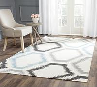 Safavieh Alfombra Contemporáneas para Sala de Estar, Comedor, Dormitorio - Dhurrie Collection, Pelo Corto, Marfil y Multi, 152 X 244 cm