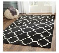 Safavieh Alfombra Contemporáneas para Sala de Estar, Comedor, Dormitorio - Dhurrie Collection, Pelo Corto, Negro y Marfil, 122 X 183 cm