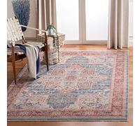 Safavieh Alfombra Contemporáneas para Sala de Estar, Comedor, Dormitorio - Kenitra Collection, Pelo Corto, Azul y Rojo, 91 X 152 cm