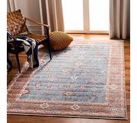 Safavieh Alfombra Contemporáneas para Sala de Estar, Comedor, Dormitorio - Kenitra Collection, Pelo Corto, Azul y Rojo, 91 X 152 cm