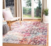 Safavieh Alfombra Contemporáneas para Sala de Estar, Comedor, Dormitorio - Madison Collection, Pelo Corto, Rojo y Azul Claro, 122 X 183 cm