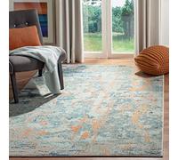 Safavieh Alfombra Contemporáneas para Sala de Estar, Comedor, Dormitorio - Madison Collection, Pelo Corto, Azul Claro y Beige, 122 X 183 cm