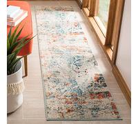 Safavieh Alfombra Contemporáneas para Sala de Estar, Comedor, Dormitorio - Madison Collection, Pelo Corto, Crema y Naranja, 80 x 180 cm