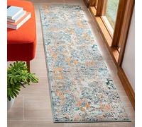 Safavieh Alfombra Contemporáneas para Sala de Estar, Comedor, Dormitorio - Madison Collection, Pelo Corto, Azul Claro y Beige, 61 X 244 cm