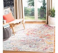 Safavieh Alfombra Contemporáneas para Sala de Estar, Comedor, Dormitorio - Madison Collection, Pelo Corto, Azul Claro y Naranja, 91 X 152 cm