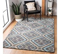 Safavieh Alfombra Contemporáneas para Sala de Estar, Comedor, Dormitorio - Soho Collection, Pelo Corto, Azul Claro y Multi, 107 X 168 cm