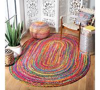 Safavieh Alfombra ContemporáneasSala de Estar, Comedor, Dormitorio - Reversible - Braided Collection, Pelo Corto, Rojo y Multicolor, 152 X 244 cm