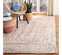 Safavieh Alfombra ContemporáneasSala de Estar, Comedor, Dormitorio - Reversible - Braided Collection, Pelo Corto, Marfil y Multicolor, 76 X 122 cm
