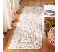 Safavieh Alfombra ContemporáneasSala de Estar, Comedor, Dormitorio - Reversible - Braided Collection, Pelo Corto, Marfil y Multicolor, 69 X 244 cm