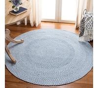 SAFAVIEH Alfombra ContemporáneasSala de Estar, Comedor, Dormitorio - Reversible - Braided Collection, Pelo Corto, Azul, 152 x 152 cm