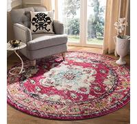 Safavieh Alfombra de Estilo Bohemio con medallón Envejecido, Polipropileno, Rosa/Multi, 6' 7" Round, 3 Unidades