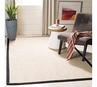 Safavieh Alfombra de Fibra Natural para salón, Comedor, Dormitorio, colección de Fibra Natural, Pelo Corto, Natural y Negro, 122 x 122 cm