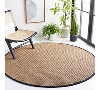 Safavieh Alfombra de Fibra Natural para salón, Comedor, Dormitorio, colección de Fibra Natural, Pelo Corto, Color Natural y Negro, 91 x 91 cm