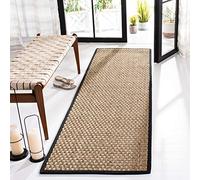 Safavieh Alfombra De Fibra Natural Sala de Estar, Comedor, Dormitorio - Natural Fiber Collection, Pelo Corto, Natural y Negro, 76 x 305 cm