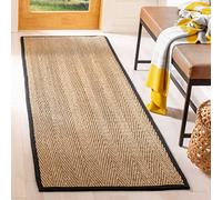 SAFAVIEH Alfombra De Fibra Natural Sala de Estar, Comedor, Dormitorio - Natural Fiber Collection, Pelo Corto, Natural y Negro, 76 X 244 cm