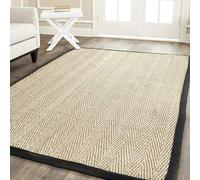 Safavieh Alfombra De Fibra Natural Sala de Estar, Comedor, Dormitorio - Natural Fiber Collection, Pelo Corto, Natural y Negro, 91 X 152 cm