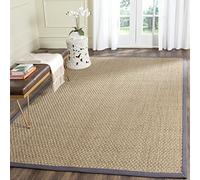 Safavieh Alfombra De Fibra Natural Sala de Estar, Comedor, Dormitorio - Natural Fiber Collection, Pelo Corto, Natural y Negro, 152 x 244 cm