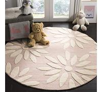 SAFAVIEH Alfombra De Lunares para Sala de Estar, Comedor, Dormitorio - Kids Collection, Pila Media, Rosa y Marfil, 122 X 122 cm