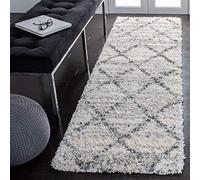 Safavieh Alfombra de Pelo Corto para salón, Comedor, Dormitorio, colección Fontana, Pelo Corto, en Gris y Marfil, 69 x 183 cm