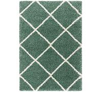 Safavieh Alfombra de Pelo Largo para salón, Comedor, Dormitorio, colección Hudson Shag Collection, Color Verde y Marfil, 61 x 91 cm