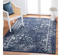 Safavieh Alfombra Envejecida para salón, Comedor, Dormitorio, colección Adirondack, Pelo Corto, en Azul Marino y Marfil, 122 x 183 cm