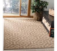 Safavieh Alfombra Geométrica - Impermeable - Sala de Estar, Comedor, Dormitorio - Courtyard Collection, Pelo Corto, Marrón y Hueso, 122 X 170 cm