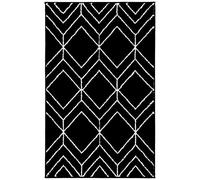 Safavieh Alfombra geométrica Moderna para Interiores, Trenzada, colección Adirondack, ADR241, Color Negro y Blanco Marfil, 61 x 91 cm