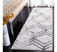 Safavieh Alfombra Geométrica para Sala de Estar, Comedor, Dormitorio - Adirondack Collection, Pelo Corto, Marfil y Gris, 80 X 180 cm