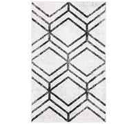 Safavieh Alfombra Geométrica para Sala de Estar, Comedor, Dormitorio - Adirondack Collection, Pelo Corto, Marfil y Carbón, 91 X 152 cm