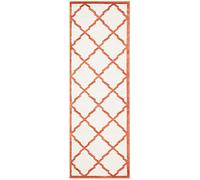 Safavieh Alfombra Geométrica para Sala de Estar, Comedor, Dormitorio - Amherst Collection, Pelo Corto, Beige y Naranja, 69 X 213 cm